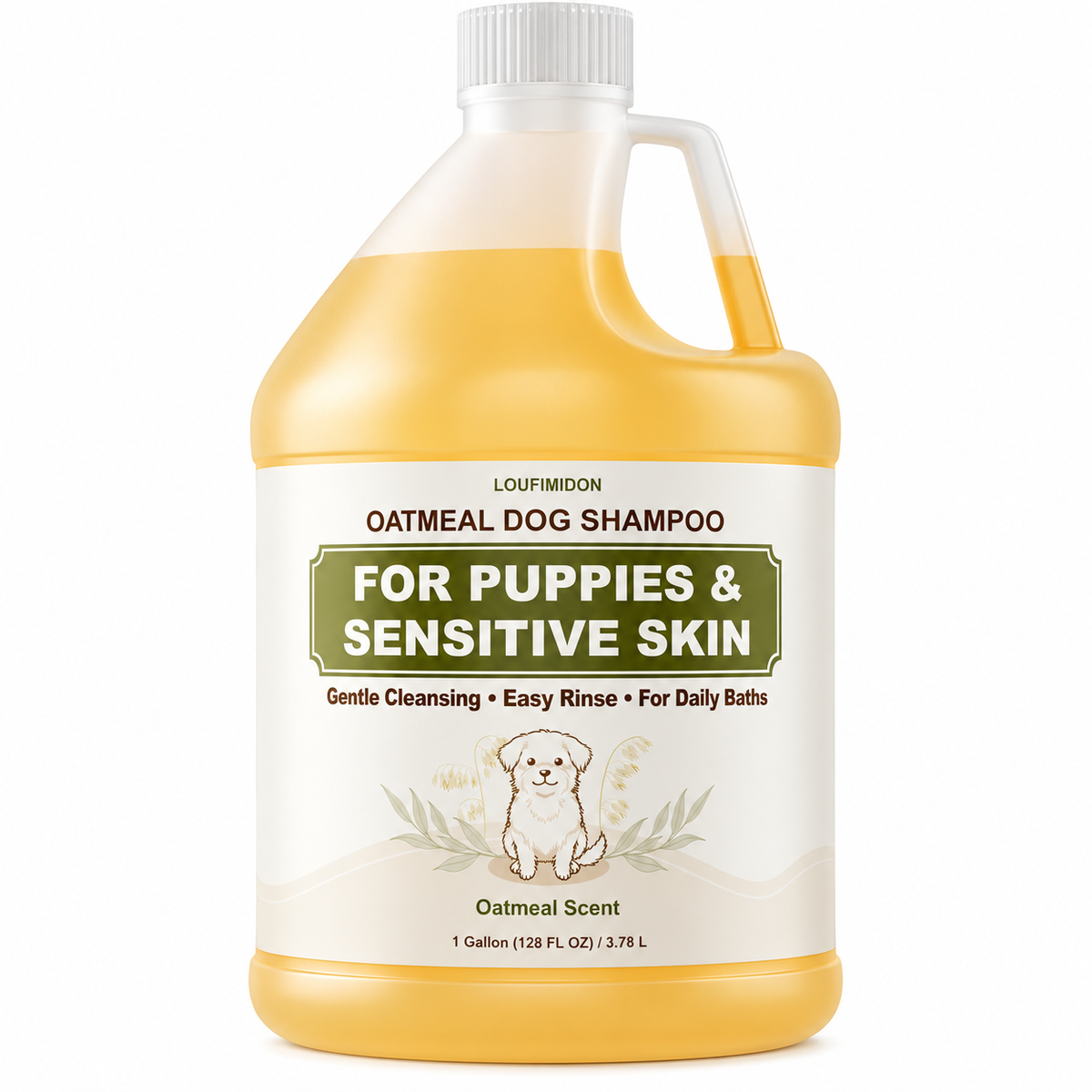 Oatmeal Shampoo for Dogs & Puppies with Sensitive Skin, 1 Gallon,asy Rinsing, Light Oatmeal Scent, Soft, Manageable Coat, with Jojoba Oil & Chamomile