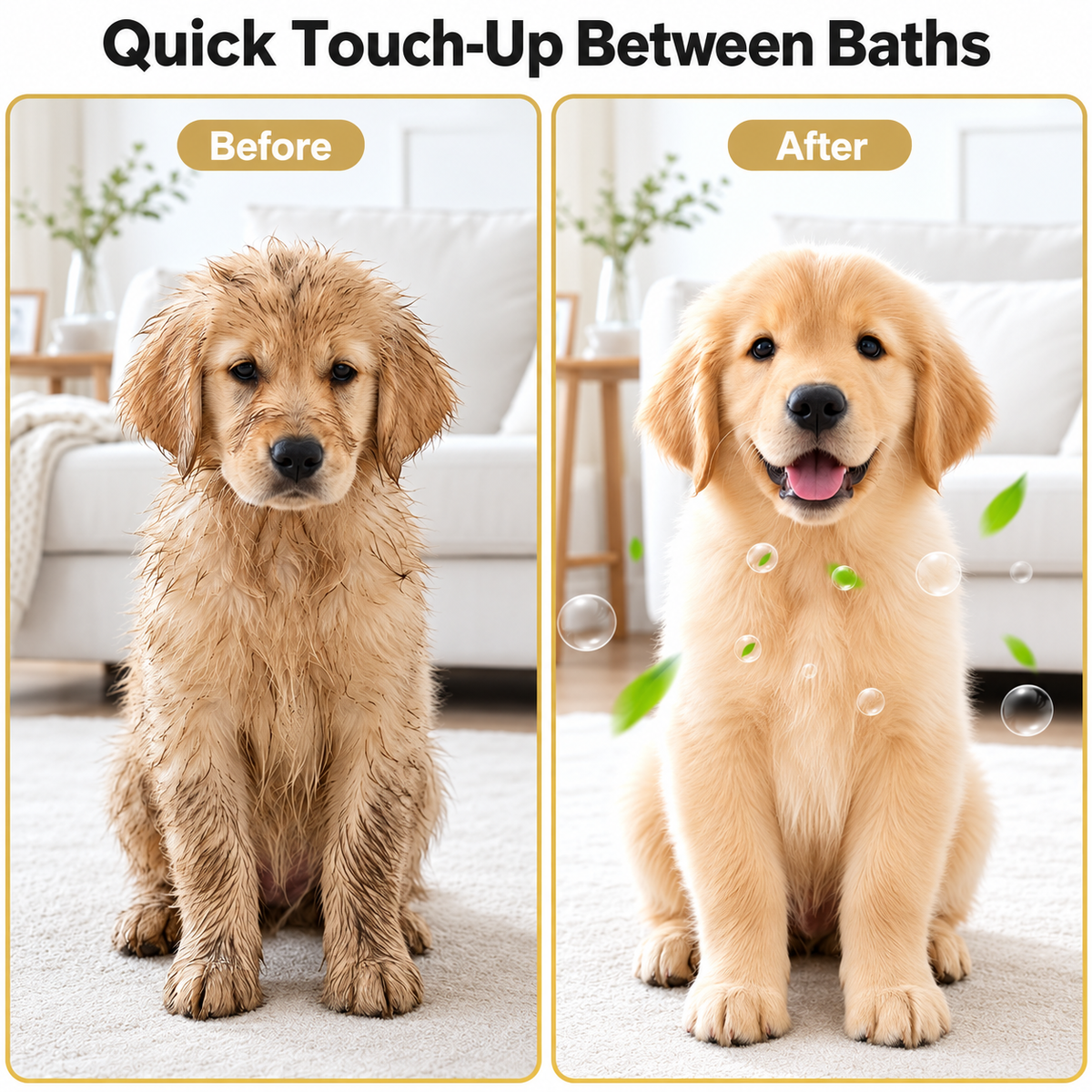 Waterless Dog Shampoo 2 x 10 FL OZ, Lavender No-Rinse Mousse with Gloves,Gentle on Sensitive Skin, Clean Between Bath, Quick Coat Freshening, Puppy Dry Shampoo for Smelly dog, Quick Deodorize