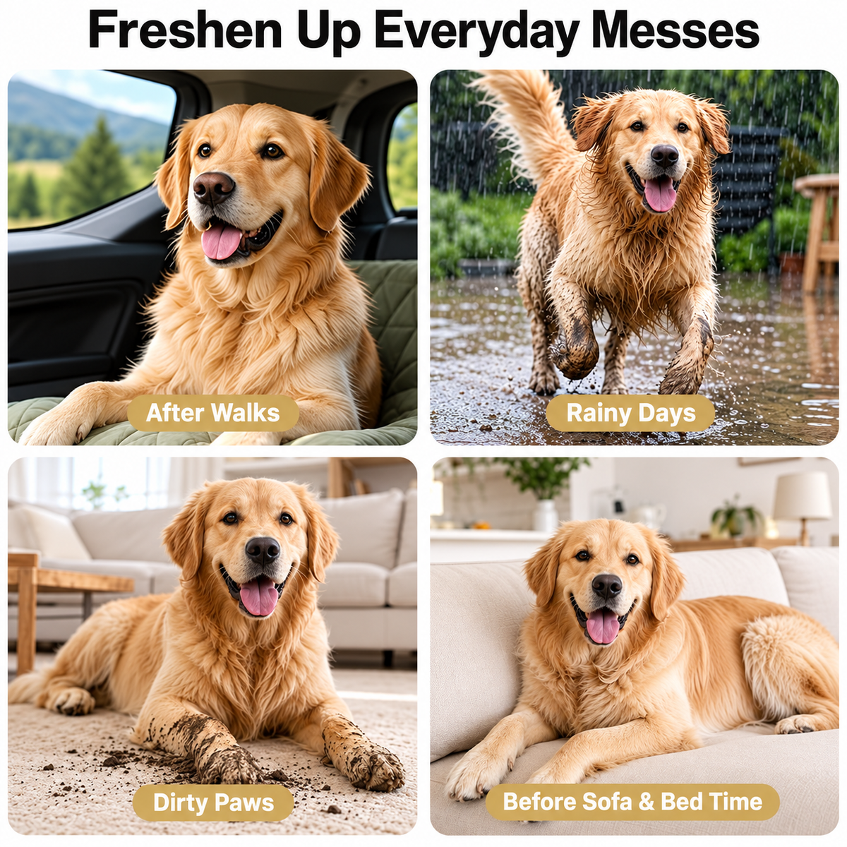 Waterless Dog Shampoo 2 x 10 FL OZ, Lavender No-Rinse Mousse with Gloves,Gentle on Sensitive Skin, Clean Between Bath, Quick Coat Freshening, Puppy Dry Shampoo for Smelly dog, Quick Deodorize
